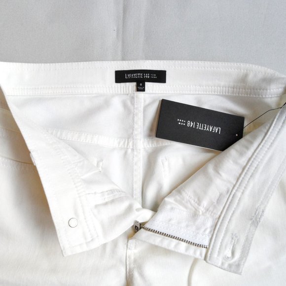 NWT$298 Lafayette 148 New York YARN-DYED DENIM WOOSTER JEAN in White 0 XS - Picture 13 of 15